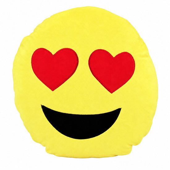 Coussin emoticone yeux en cœur