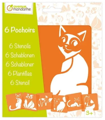 Ens. 6 pochoirs : chats