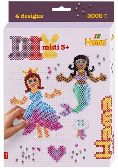 Hama Boîte Princesse et Sirène. Env. 2.000 perles, 1 plaque princesse.